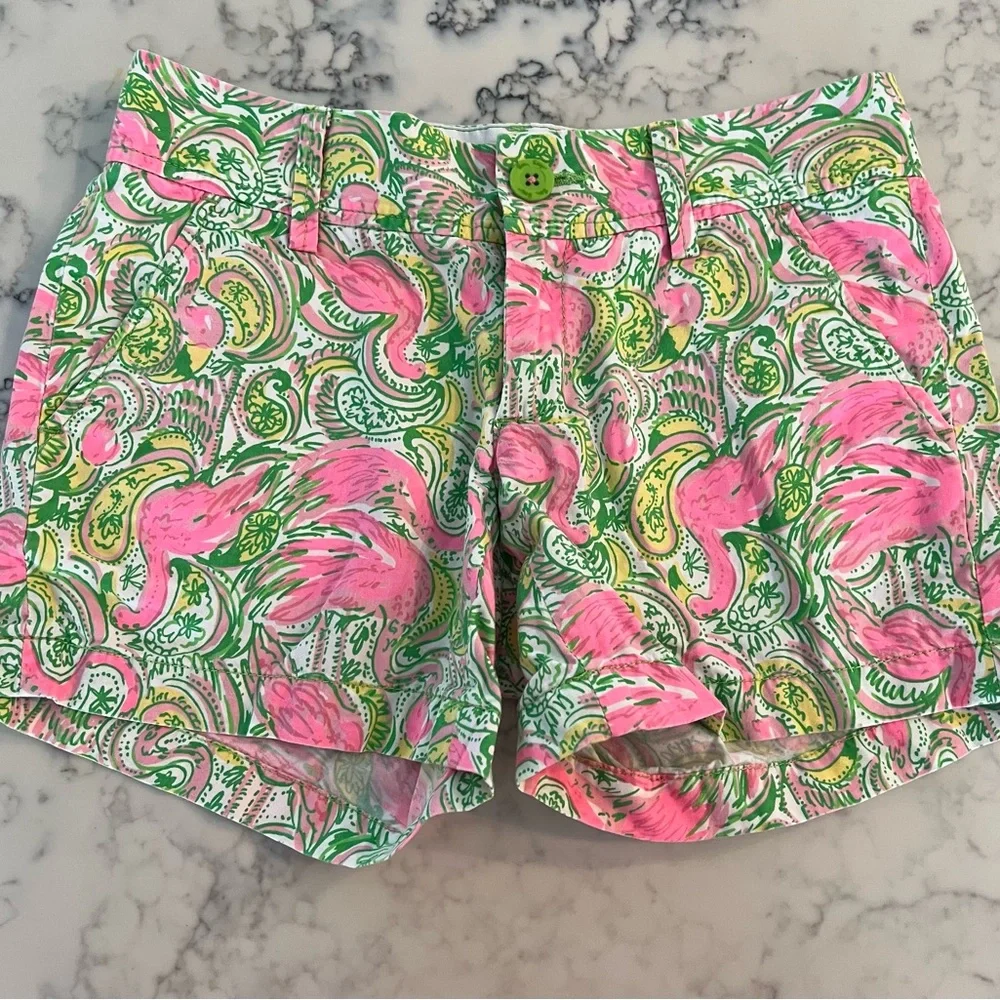 Lilly Pulitzer Callahan size 0 pink flamingo shorts Excellent condition